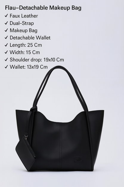 Zwarte SHK108 kunstleren dames hand-/schoudertas met portemonnee make-up