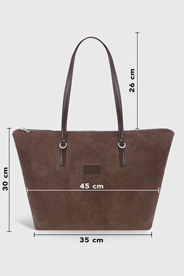 Bruine suède shopper tas voor dames