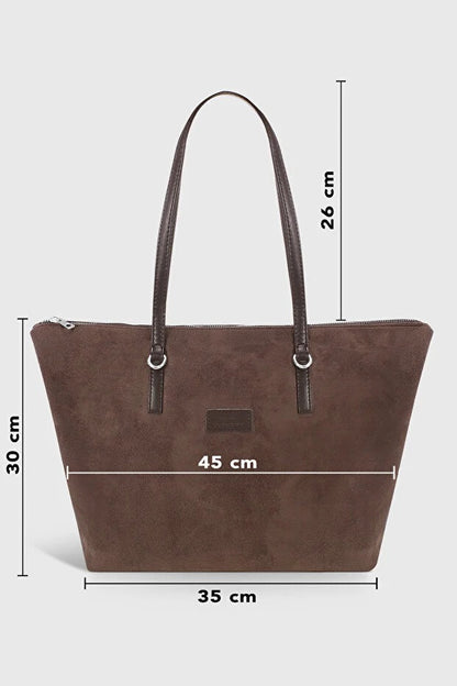 Bruine suède shopper tas voor dames
