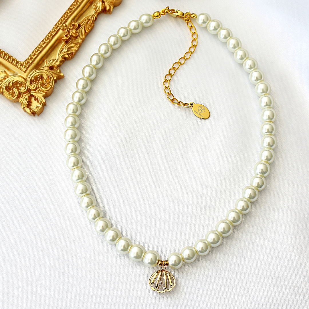 24K snäckskalsformade tjeckiska pärlor choker