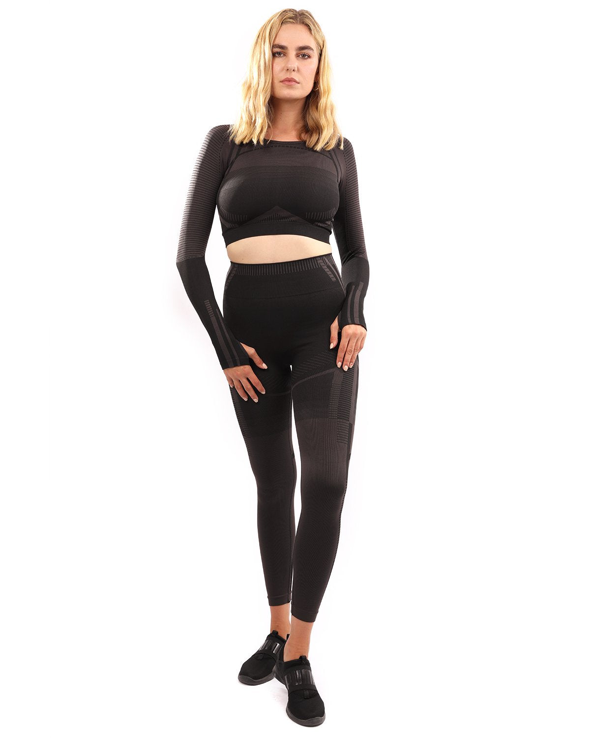 Decata Naadloze Legging & Sporttop Set - Zwart & Bruin