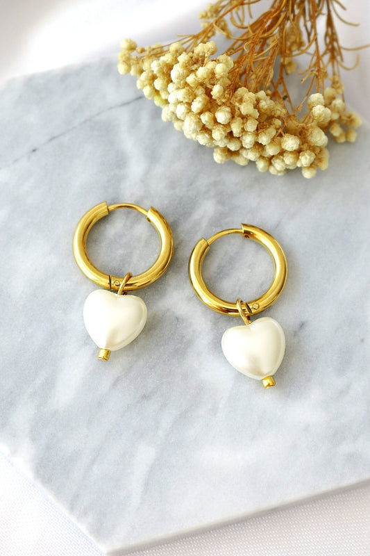 24K Parel Harten Creolen