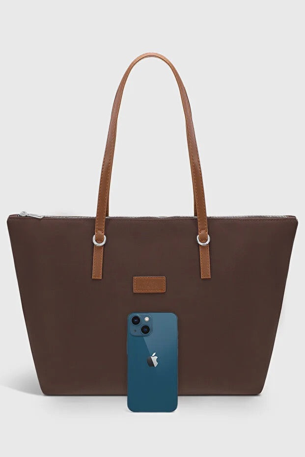 Bruine grote waterbestendige shopper tas voor dames