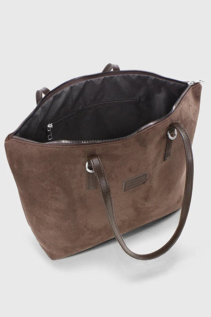 Bruine suède shopper tas voor dames