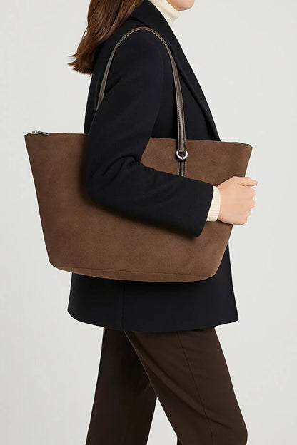 Bruine suède shopper tas voor dames