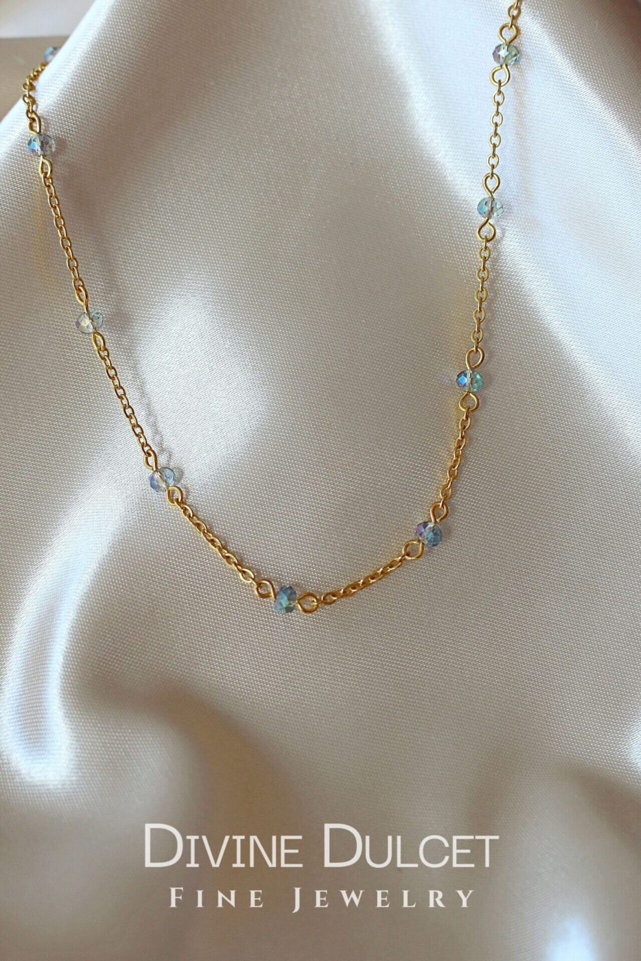 18 Karaats Chroom Glas Kristallen Ketting Choker