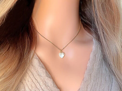 24K Natuurlijke Schelpen Hart Ketting