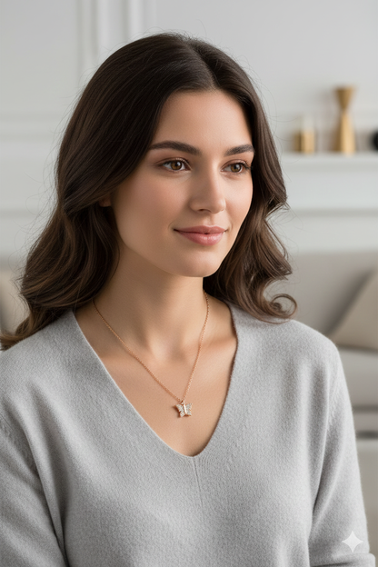 925 Sterling Zilver Roségouden Vlinder Ketting Dames Hanger Sieraden