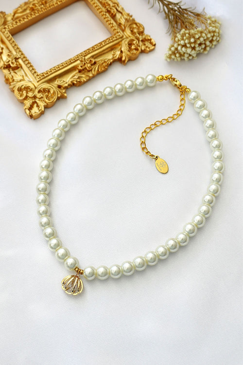 24K snäckskalsformade tjeckiska pärlor choker
