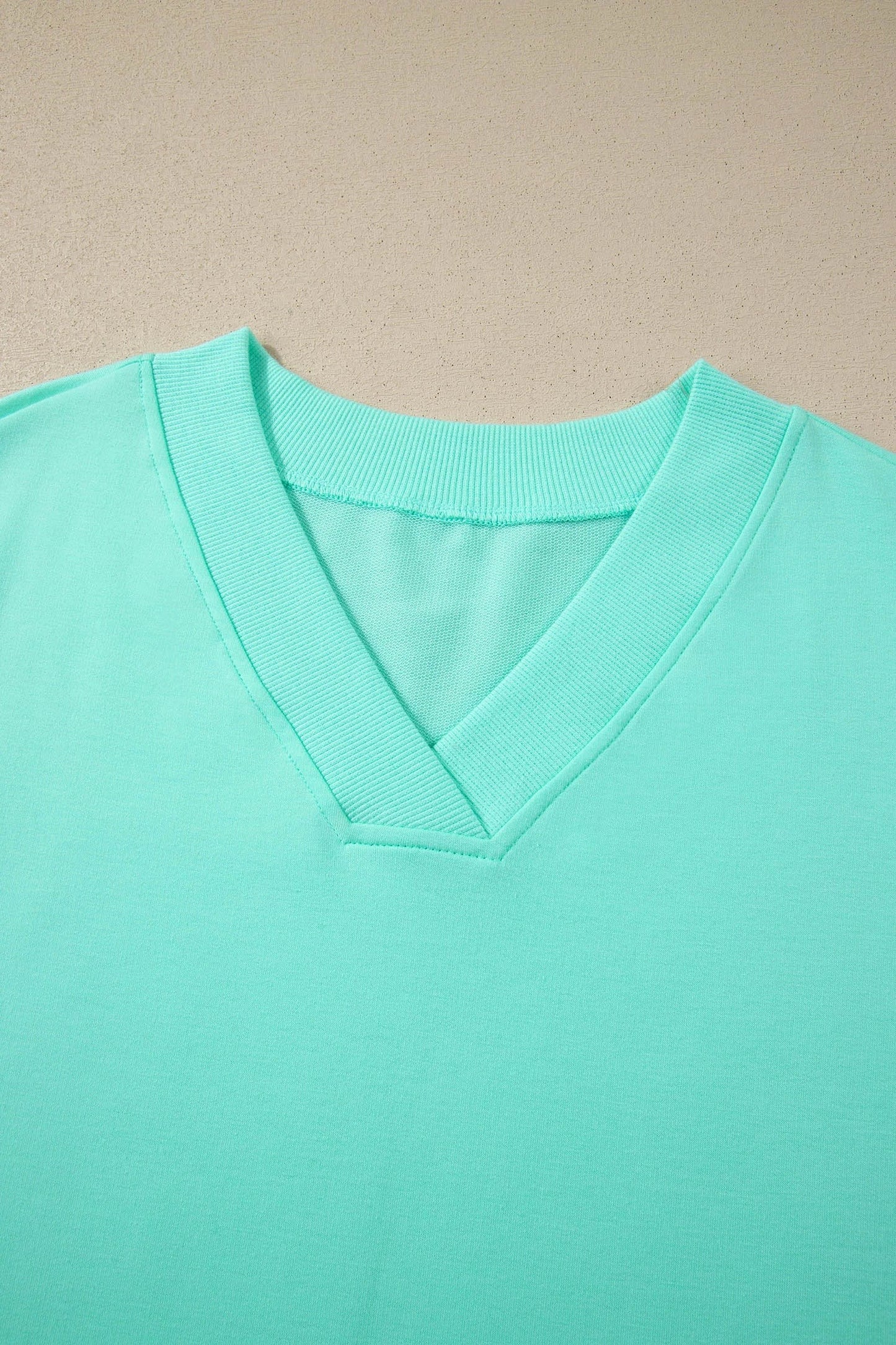 Effen V-hals Top Met Korte Mouwen & Shorts Met Trekkoord Set