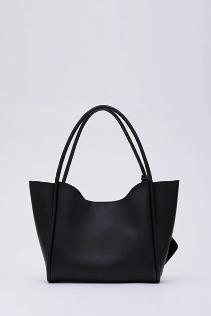 Zwarte SHK108 kunstleren dames hand-/schoudertas met portemonnee make-up