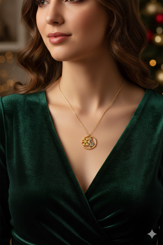 925 Sterling Zilveren Kerstboom Halsketting Sneeuwvlok Elegant Dames