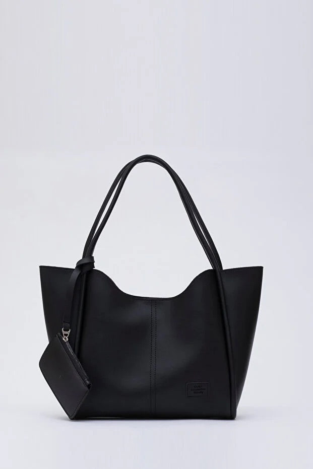 Zwarte SHK108 kunstleren dames hand-/schoudertas met portemonnee make-up