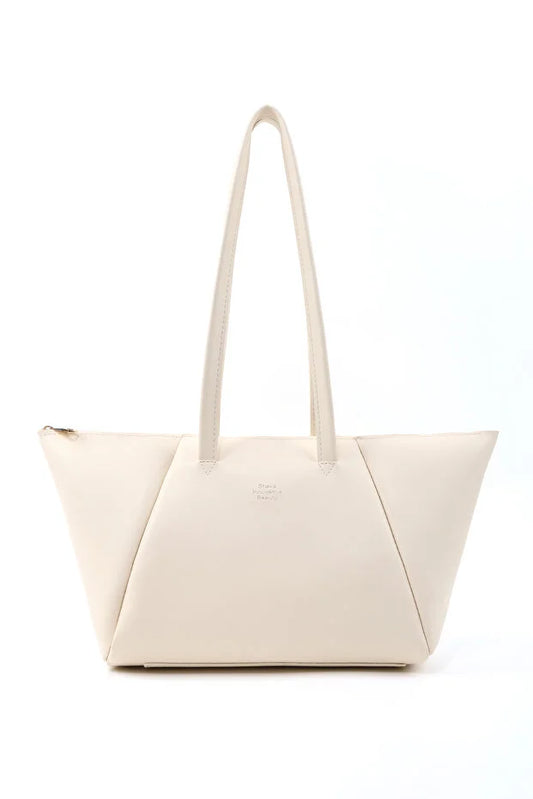 White Faux Leather Compartment Zipper Hand Shoulder Crossbody Bag