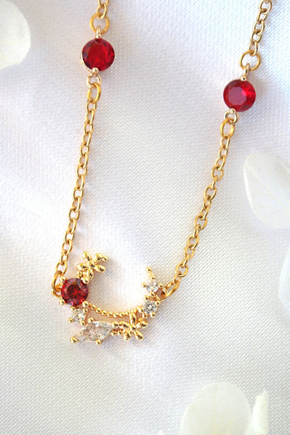 "Sprookjestuin" 24K Rood CZ Ketting