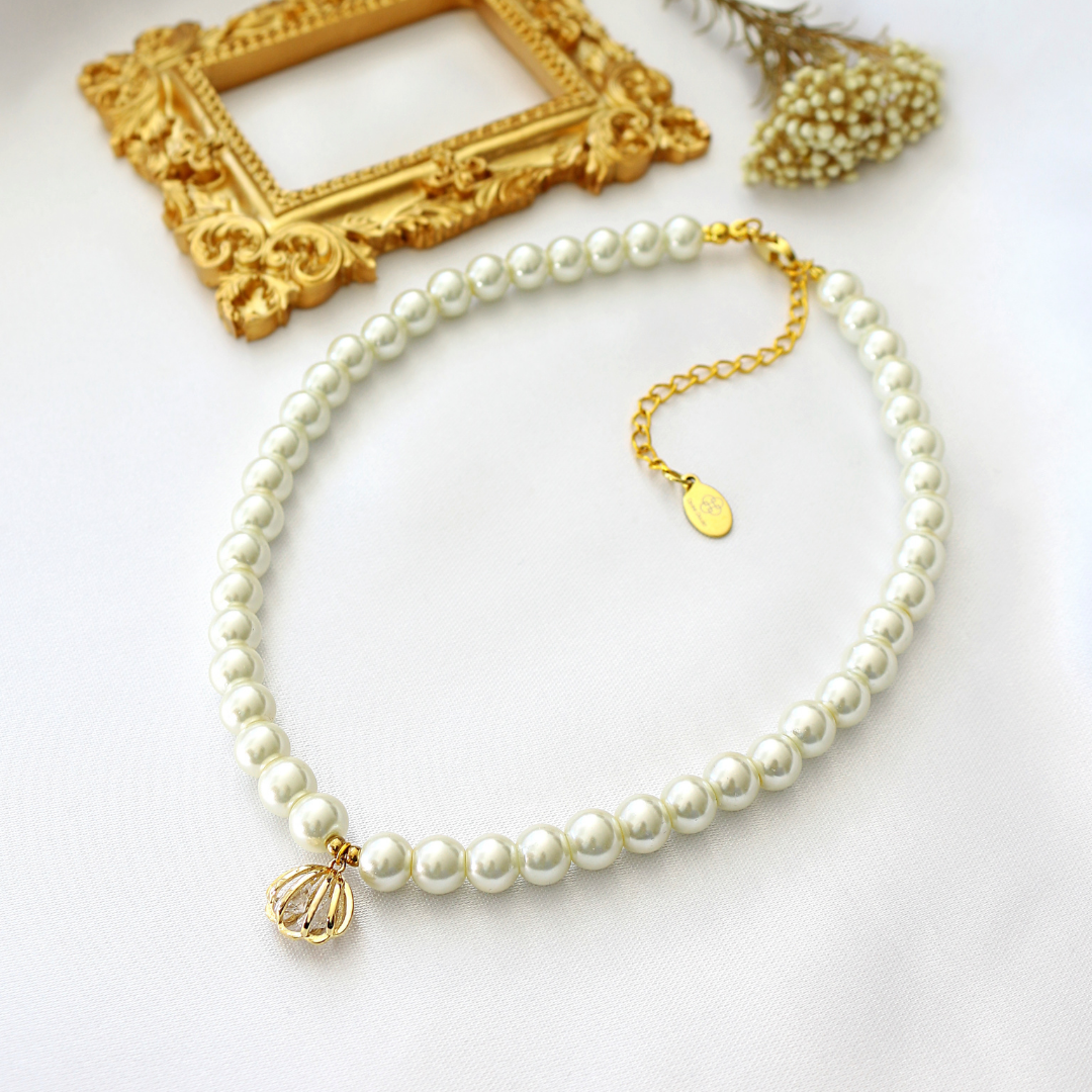 24K snäckskalsformade tjeckiska pärlor choker