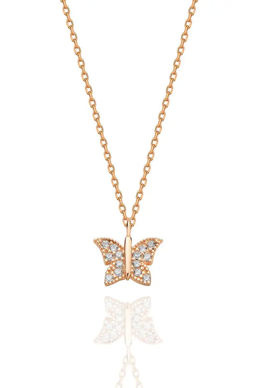 925 Sterling Zilver Roségouden Vlinder Ketting Dames Hanger Sieraden
