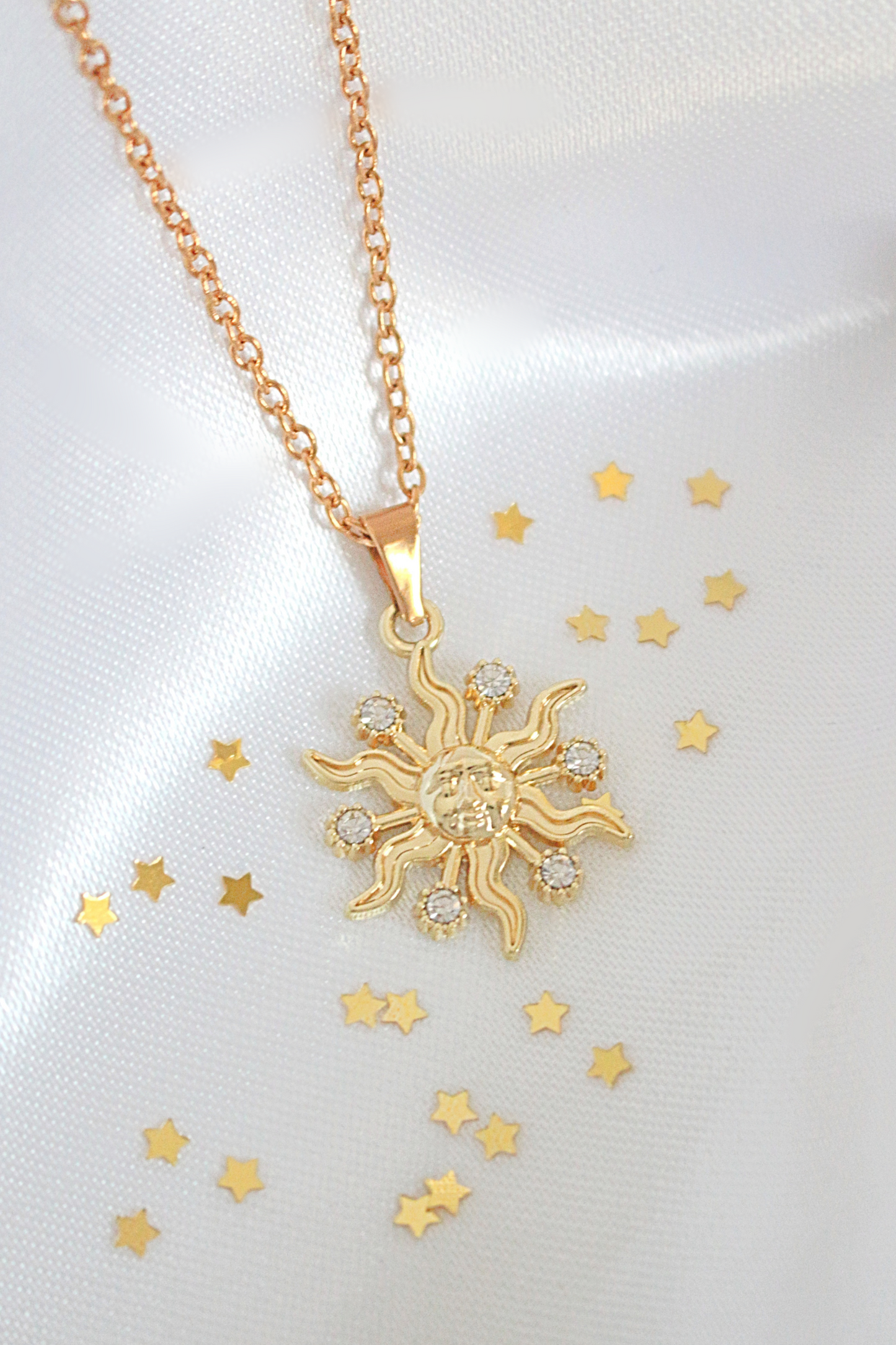 24 karats CZ solhalsband