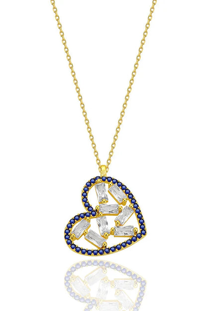 925 Sterling Zilveren Hart Hanger – Kristallen Diamantstijl Ketting