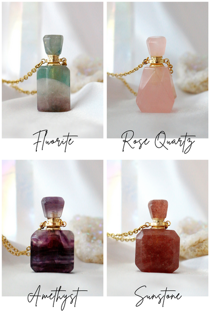 Edelsteen Flesje Hanger Ketting Aromatherapie Ketting