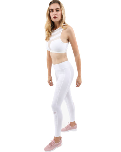 Athletique Geribbelde Legging met Lage Taille - Wit