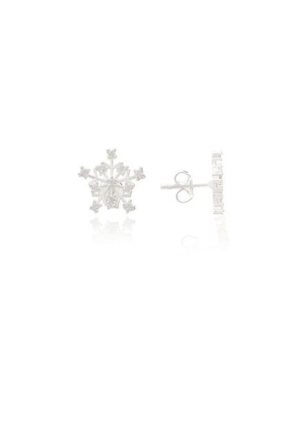 925 Sterling Zilveren Sneeuwvlok Oorbellen met Zirkonia Stenen voor Dames