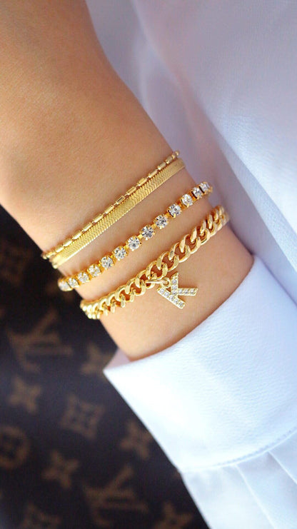 Aangepaste Initiaal 24 Karaat Dikke Cubaanse Ketting Armband