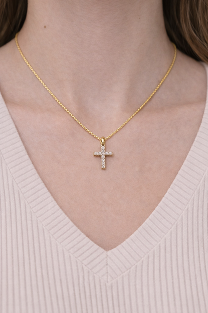 Zirkoon Steen Kruis Ketting Elegante Minimale Vrouwen Sieraden