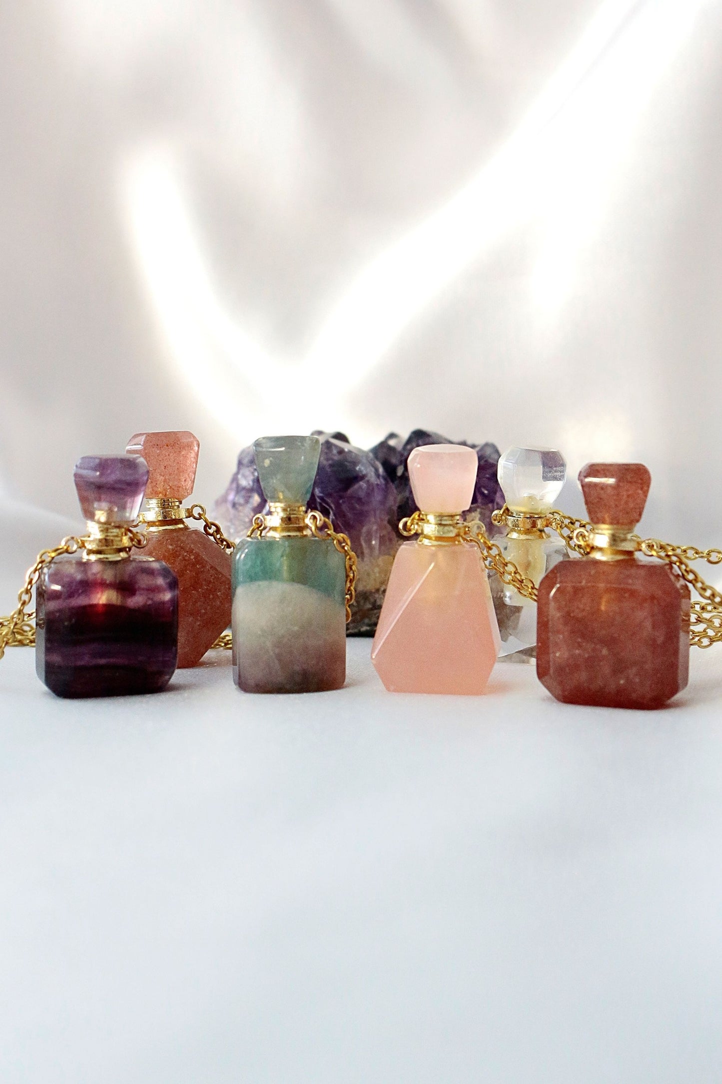 Edelsteen Flesje Hanger Ketting Aromatherapie Ketting