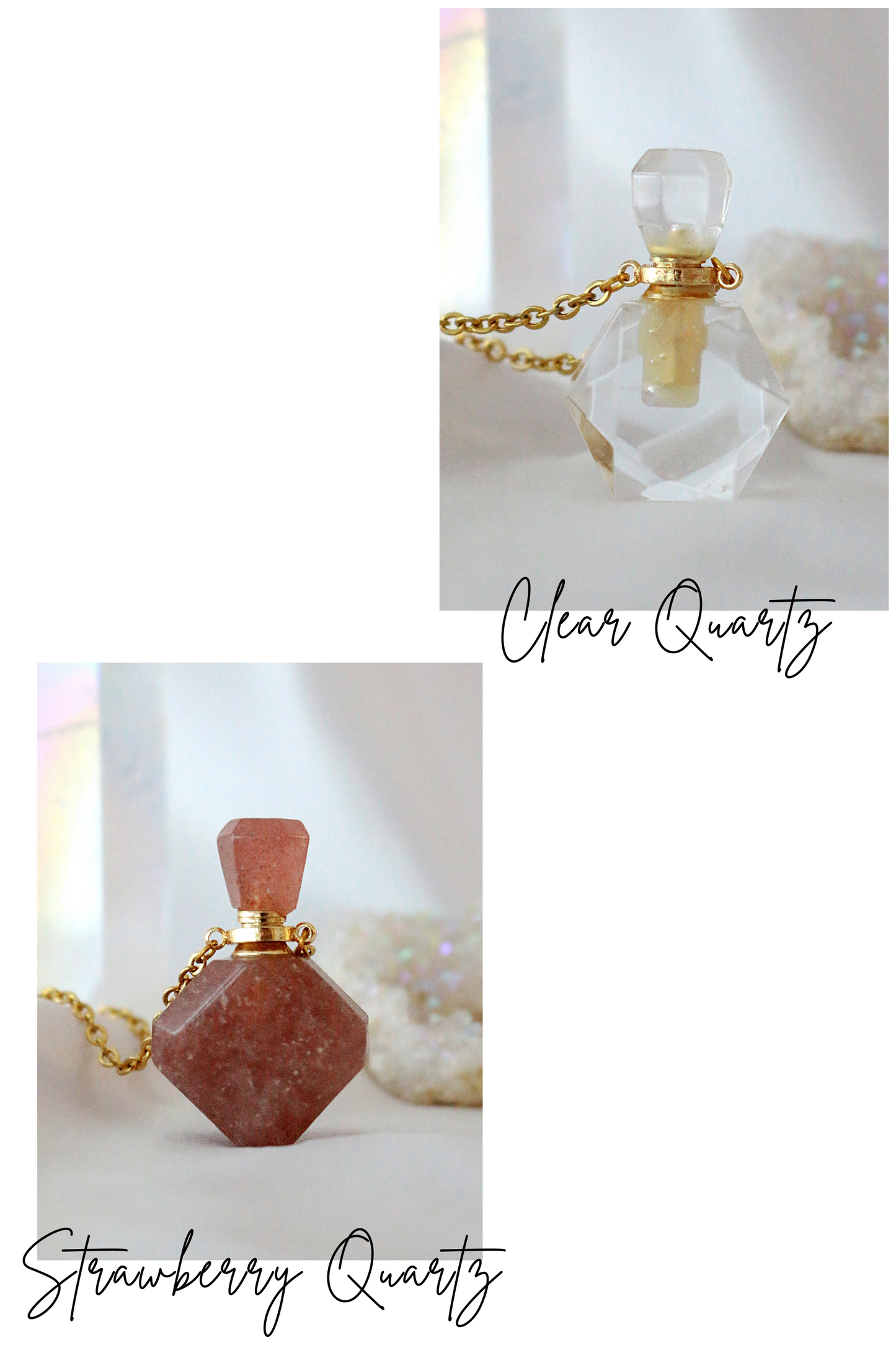 Edelsteen Flesje Hanger Ketting Aromatherapie Ketting