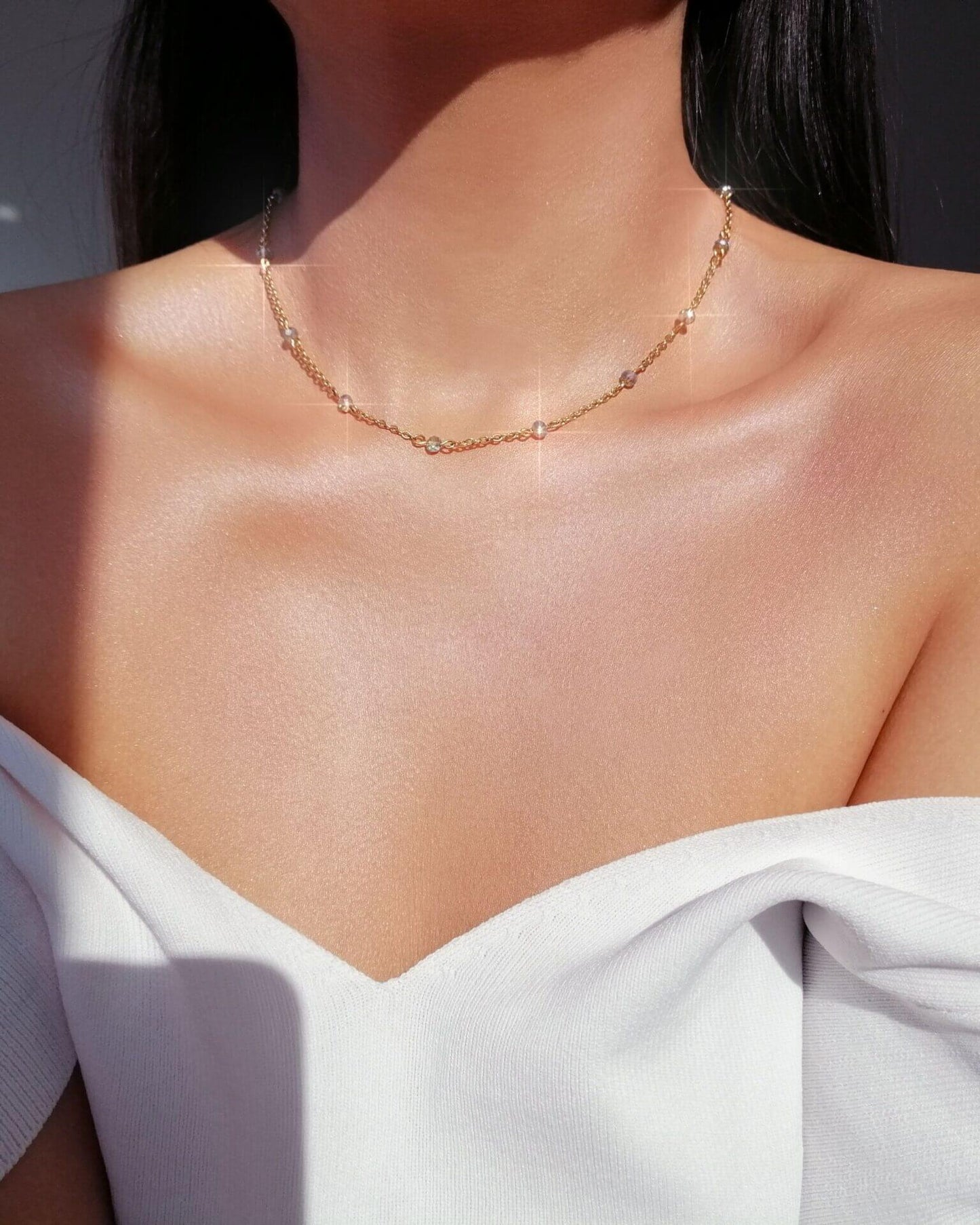 18 Karaats Chroom Glas Kristallen Ketting Choker