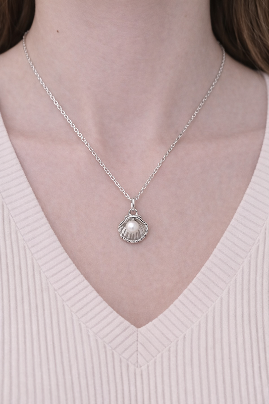 Roestvrijstalen zilveren oesterketting voor dames