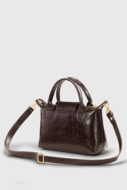 Bruine Patent Veelzijdige PU Lederen Crossbody Tas voor Dames