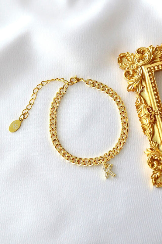 Aangepaste Initiaal 24 Karaat Dikke Cubaanse Ketting Armband
