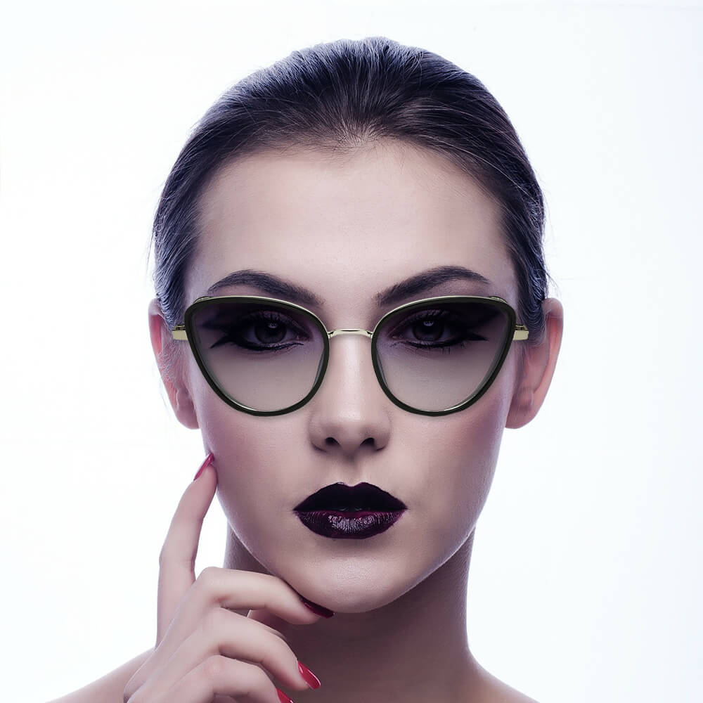 NARVA | Dames Elegante Glitter Glamour Cateye Feline Fashion Zonnebril