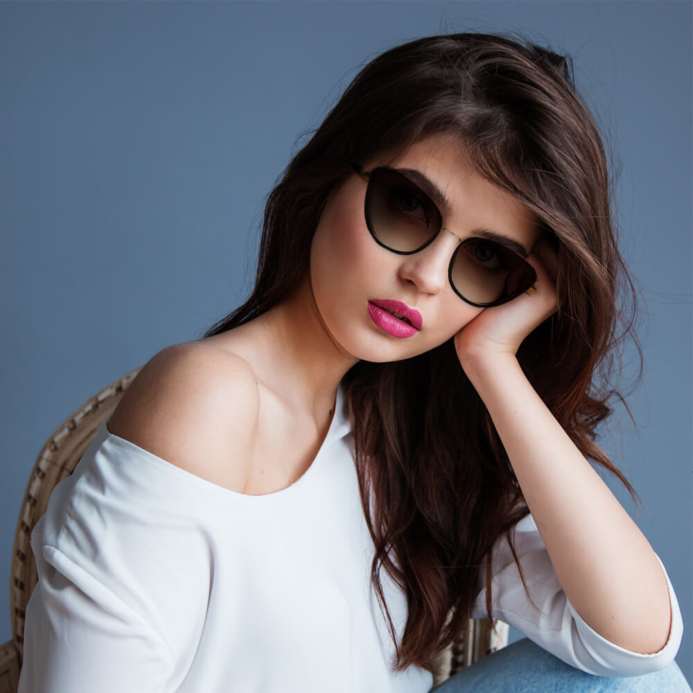 NARVA | Dames Elegante Glitter Glamour Cateye Feline Fashion Zonnebril