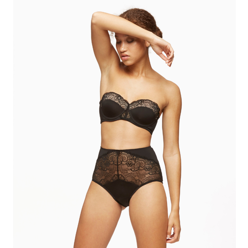 Longline Strapless Voorgevormde Kanten BH Escape Zwart | Blush Lingerie