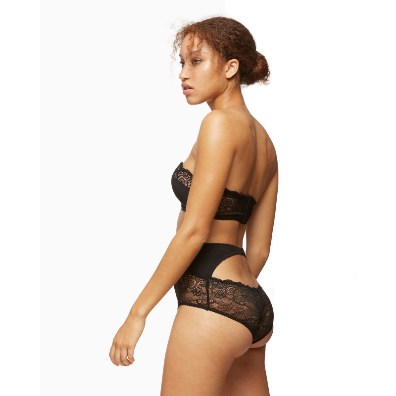 Longline Strapless Voorgevormde Kanten BH Escape Zwart | Blush Lingerie