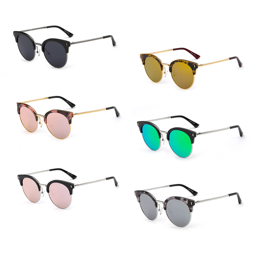 Biloxi - Dames Half Frame Ronde Cat Eye Gepolariseerde Zonnebril