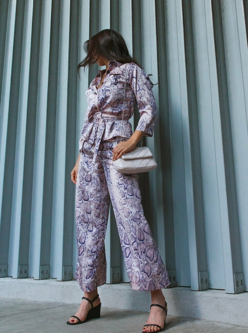 Wijde broek met slangenprint
