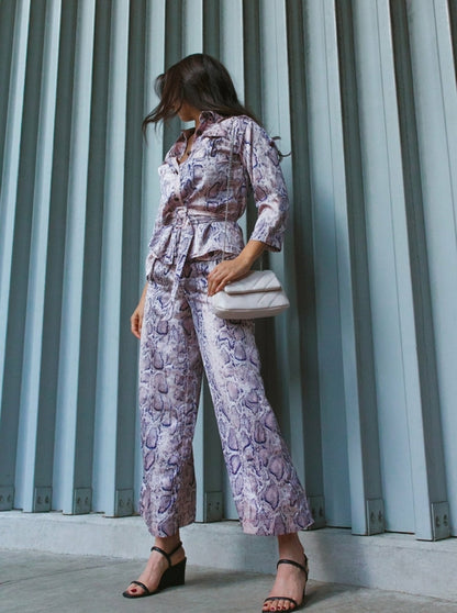 Wijde broek met slangenprint